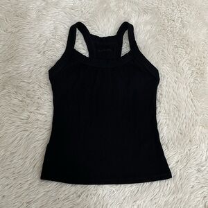 Adanola Black Ribbed Racerback Tank Top